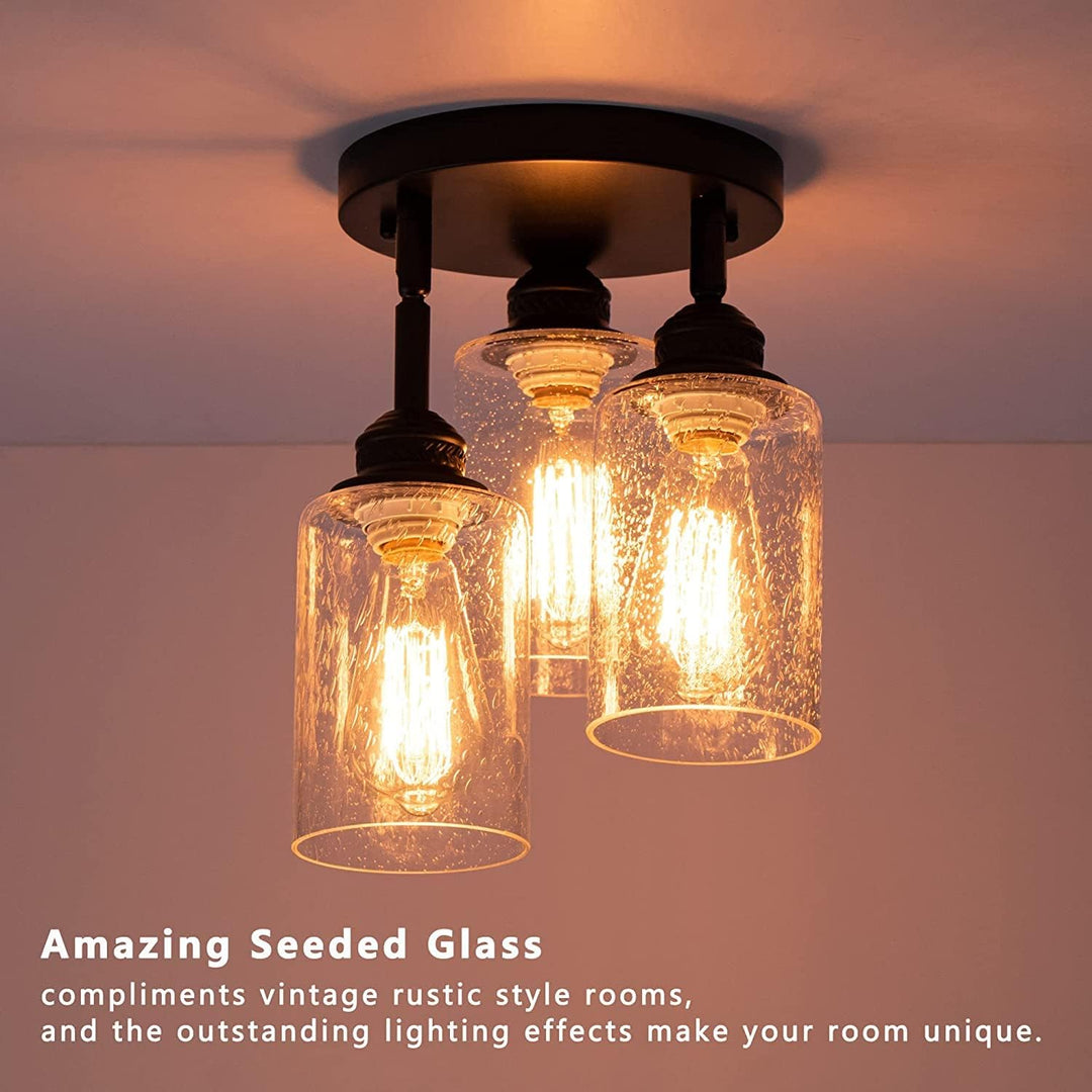 Eietonte 6 Pack Clear Seeded Glass Lamp Shades, 5.9in Height, 3.9in Diameter, 1.7in Fitter, Cylinder Bubble Glass Shade Covers, Seeded Glass Replacement for Pendant Light Chandelier Wall Sconce - Just Closeouts Canada Inc.