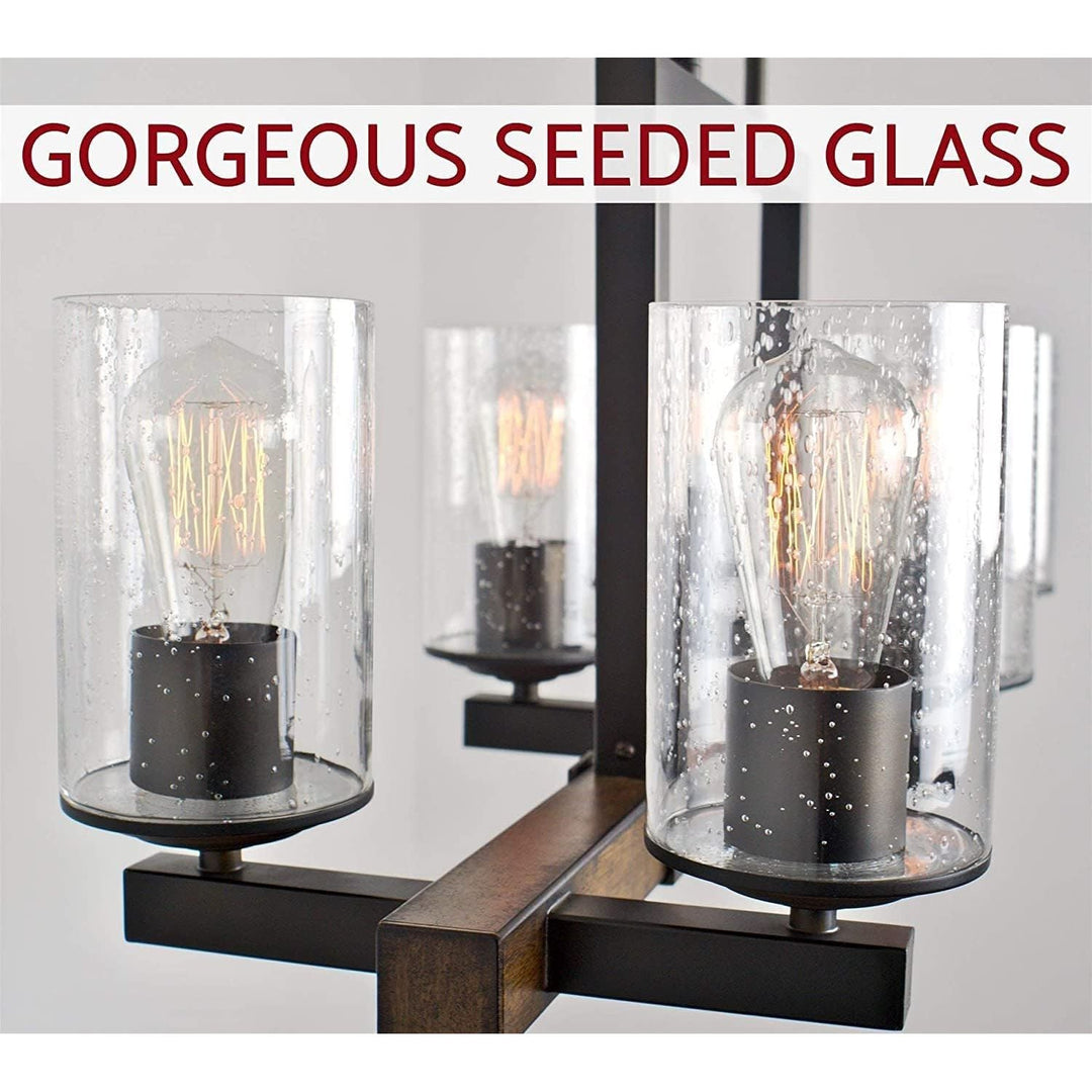 Eietonte 6 Pack Clear Seeded Glass Lamp Shades, 5.9in Height, 3.9in Diameter, 1.7in Fitter, Cylinder Bubble Glass Shade Covers, Seeded Glass Replacement for Pendant Light Chandelier Wall Sconce - Just Closeouts Canada Inc.