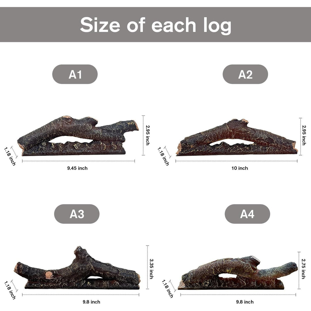 Electric Fireplace Wall Fireplace Recessed Electric Fireplace Fake Fireplace Logs Synthetic Resin Decoration Electric Transparent Logs Flame Suitable for 60" Electric Fireplaces 6Pieces - Just Closeouts Canada Inc.