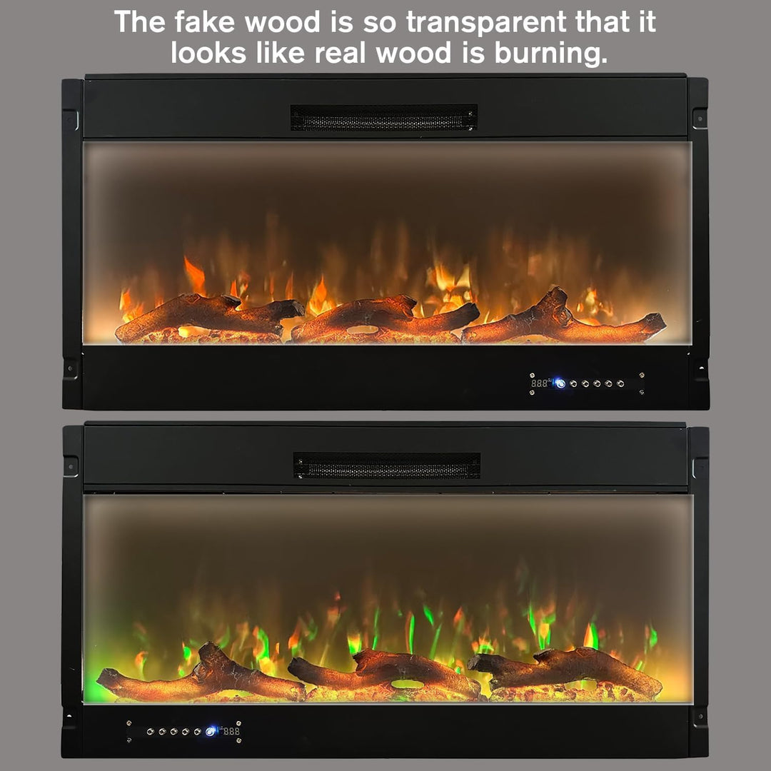 Electric Fireplace Wall Fireplace Recessed Electric Fireplace Fake Fireplace Logs Synthetic Resin Decoration Electric Transparent Logs Flame Suitable for 60" Electric Fireplaces 6Pieces - Just Closeouts Canada Inc.