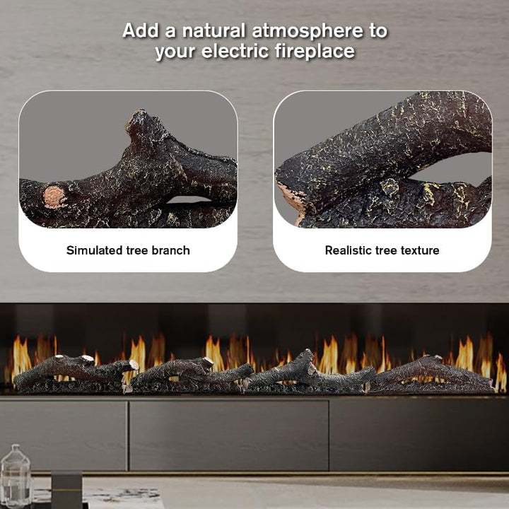 Electric Fireplace Wall Fireplace Recessed Electric Fireplace Fake Fireplace Logs Synthetic Resin Decoration Electric Transparent Logs Flame Suitable for 68" Electric Fireplaces 7Pieces - Just Closeouts Canada Inc.