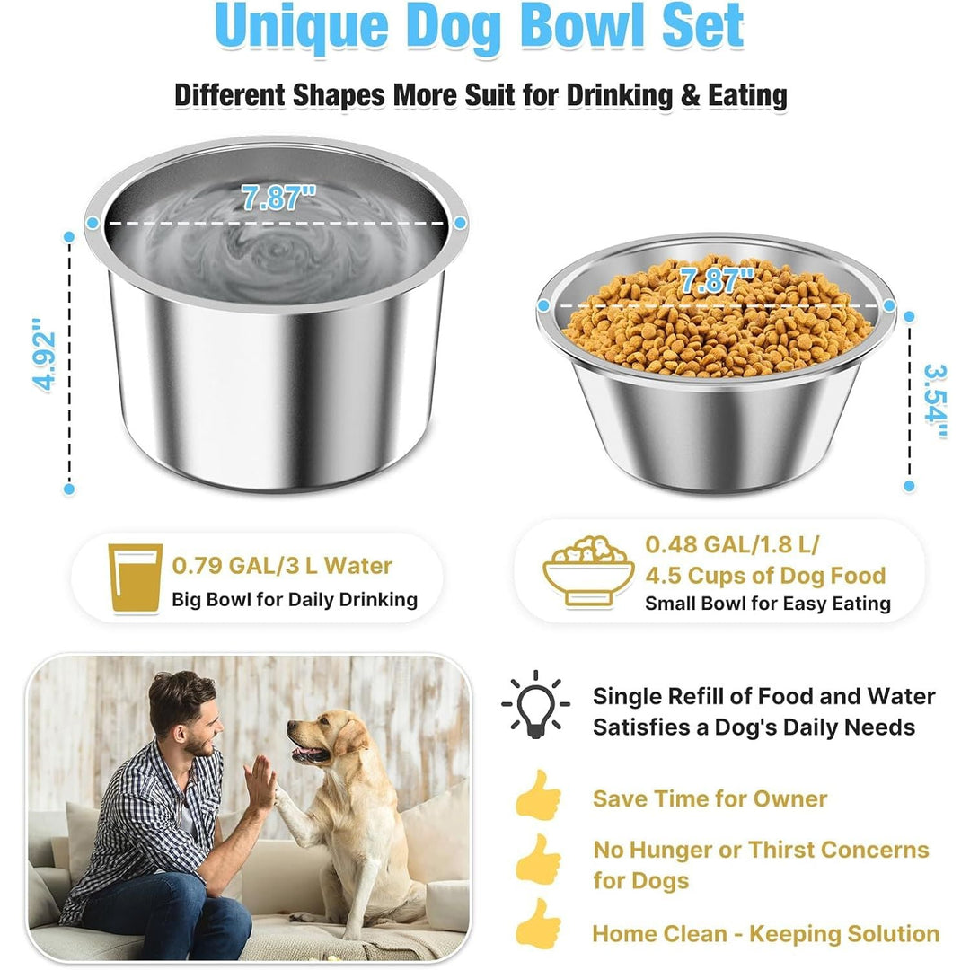 Elevated Dog Bowls for Large Dog, 15Ò Tall Raised Food and Water Bowl Set with Stand, Full Metal Spill Proof Design and Stainless Bowls for Indoor & Outdoor Use - Just Closeouts Canada Inc.