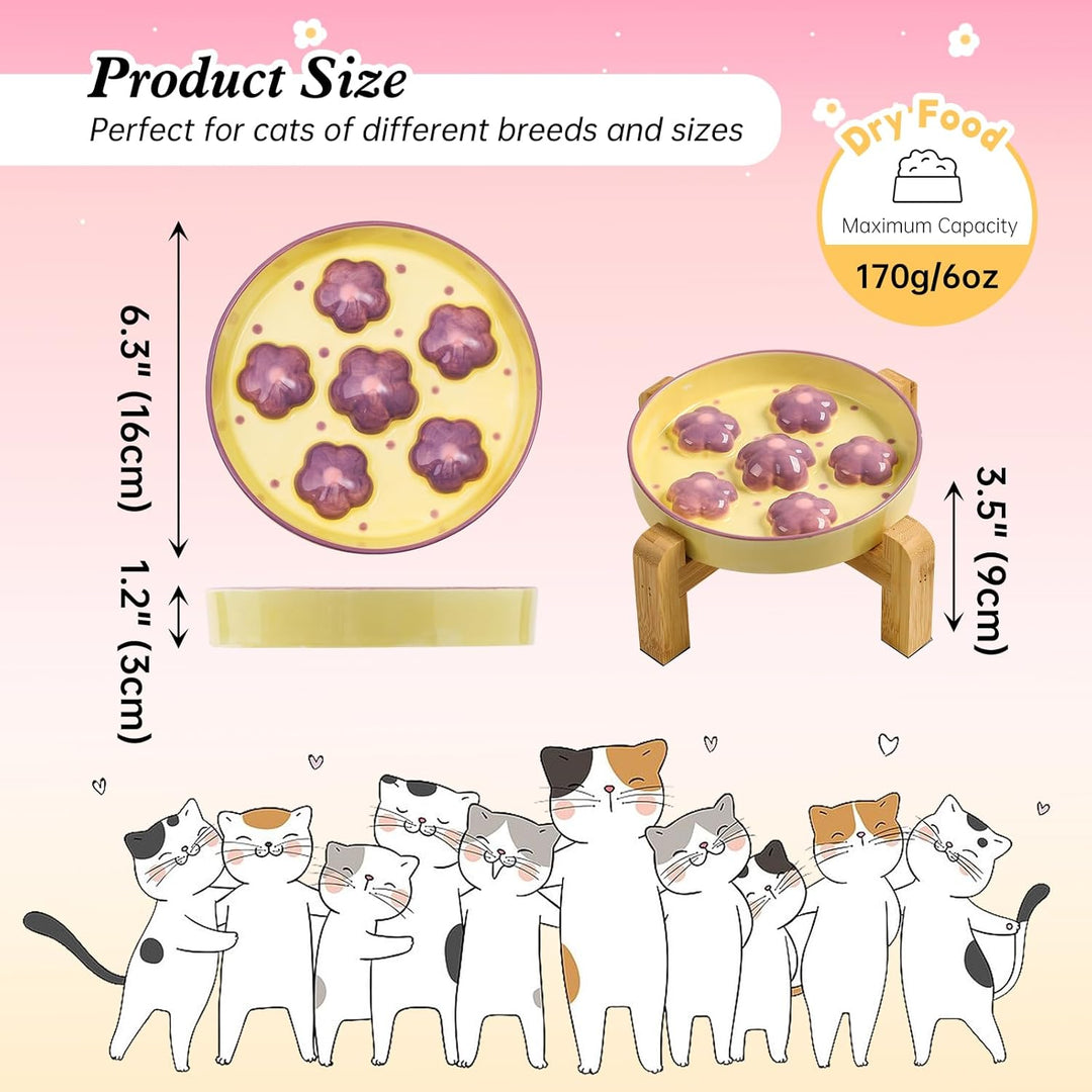 Elevated Slow Feeder Cat Bowl - Raised Food Bowl With Anti - Slip Bamboo Stand - Colorful Maze Dish for Healthy Eating - Fun Puzzle Feeder - 6 OZ - Light Purple Flower - Just Closeouts Canada Inc.X0046UMOMX