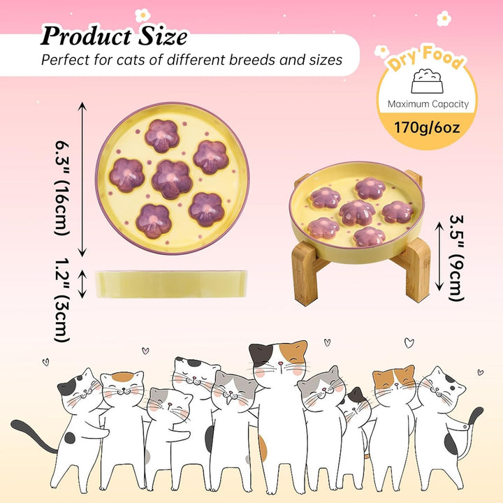 Elevated Slow Feeder Cat Bowl - Raised Food Bowl With Anti - Slip Bamboo Stand - Colorful Maze Dish for Healthy Eating - Fun Puzzle Feeder - 6 OZ - Light Purple Flower - Just Closeouts Canada Inc.X0046UMOMX