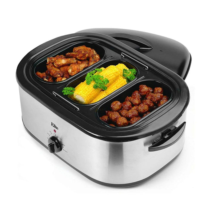 Elite Gourmet 18 Qt. Slow Cooker w/ Roaster Oven Rack 22 lb cap, Stainless Steel, ERO - 118SS - Just Closeouts Canada Inc.