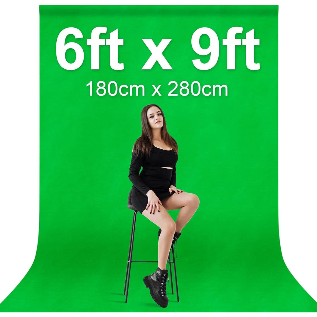 EMART Green Screen Backdrop, Photography Greenscreen Background for Streaming Zoom, Small Photo Muslin Green Chromakey Cloth Fabric Curtain with 4 Backdrop Clip - Just Closeouts Canada Inc.