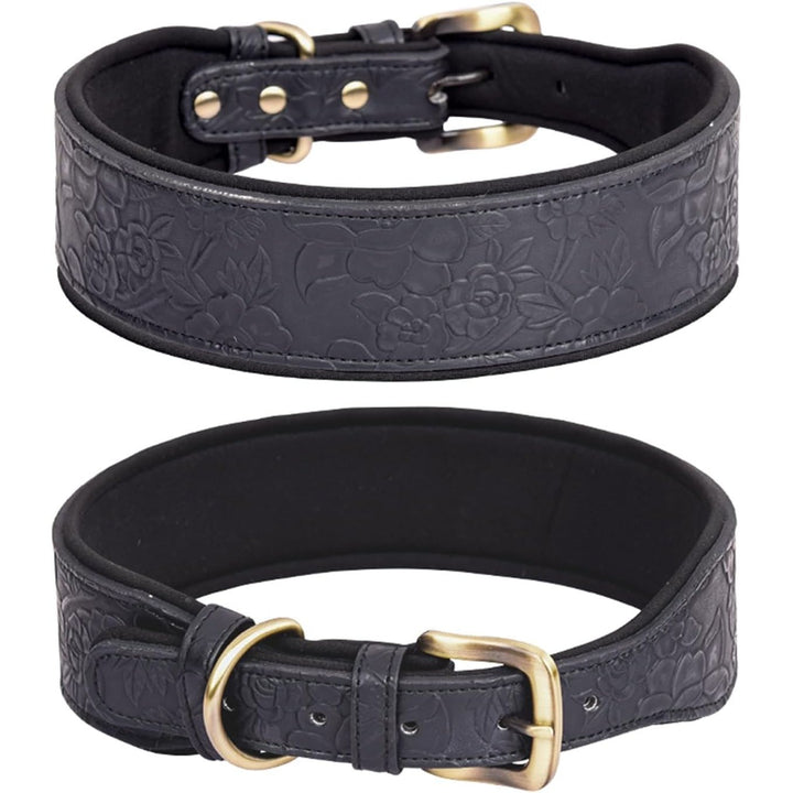 Embossed PU Leather Dog Collar – Black, XL - Just Closeouts Canada Inc.