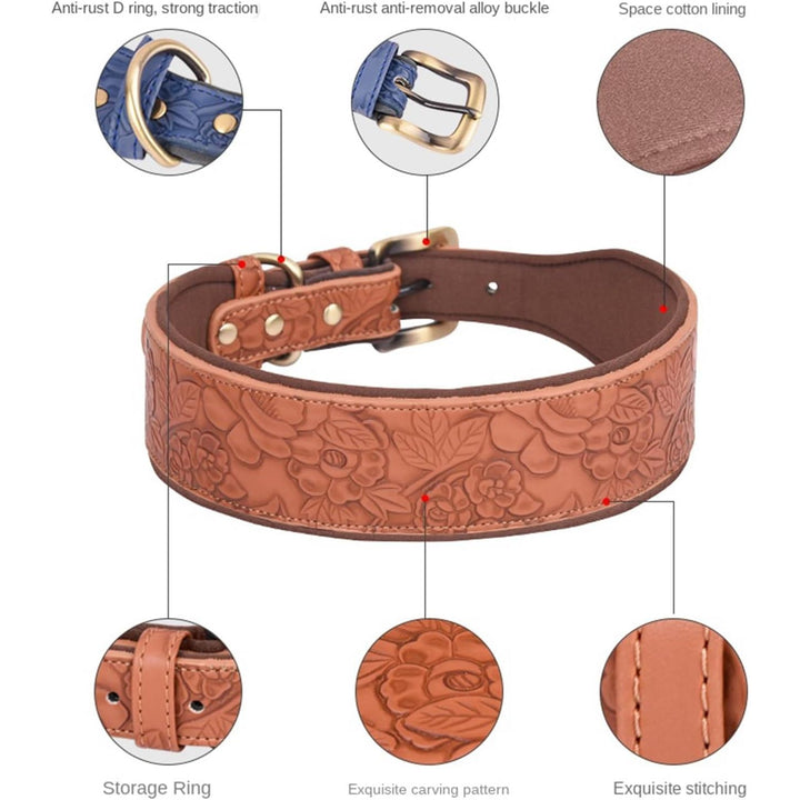 Embossed PU Leather Dog Collar – Brown, XL - Just Closeouts Canada Inc.