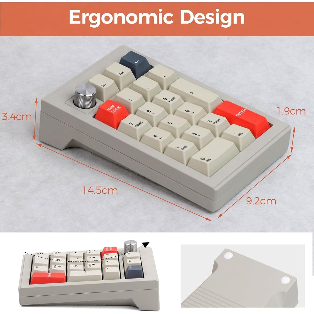 EPOMAKER CIDOO V21 VIA Programmable Gasket Number Pad, Bluetooth 5.0/2.4ghz/Wired Hot Swappable Numpad, with Aluminum Alloy Rotary Knob, 1000mAh Battery, Poron Foam for E - Sport Mac/Win - Just Closeouts Canada Inc.