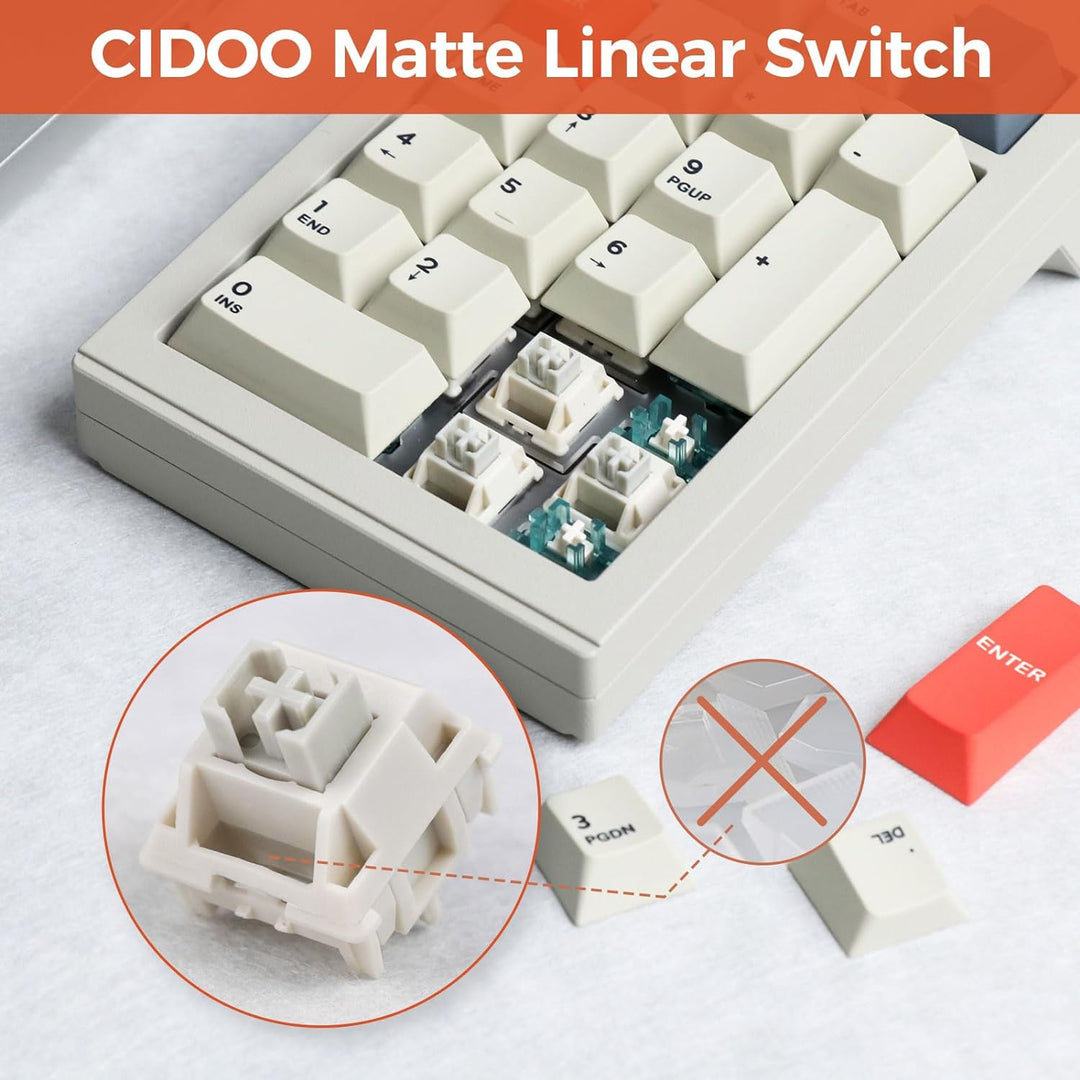 EPOMAKER CIDOO V21 VIA Programmable Gasket Number Pad, Bluetooth 5.0/2.4ghz/Wired Hot Swappable Numpad, with Aluminum Alloy Rotary Knob, 1000mAh Battery, Poron Foam for E - Sport Mac/Win - Just Closeouts Canada Inc.