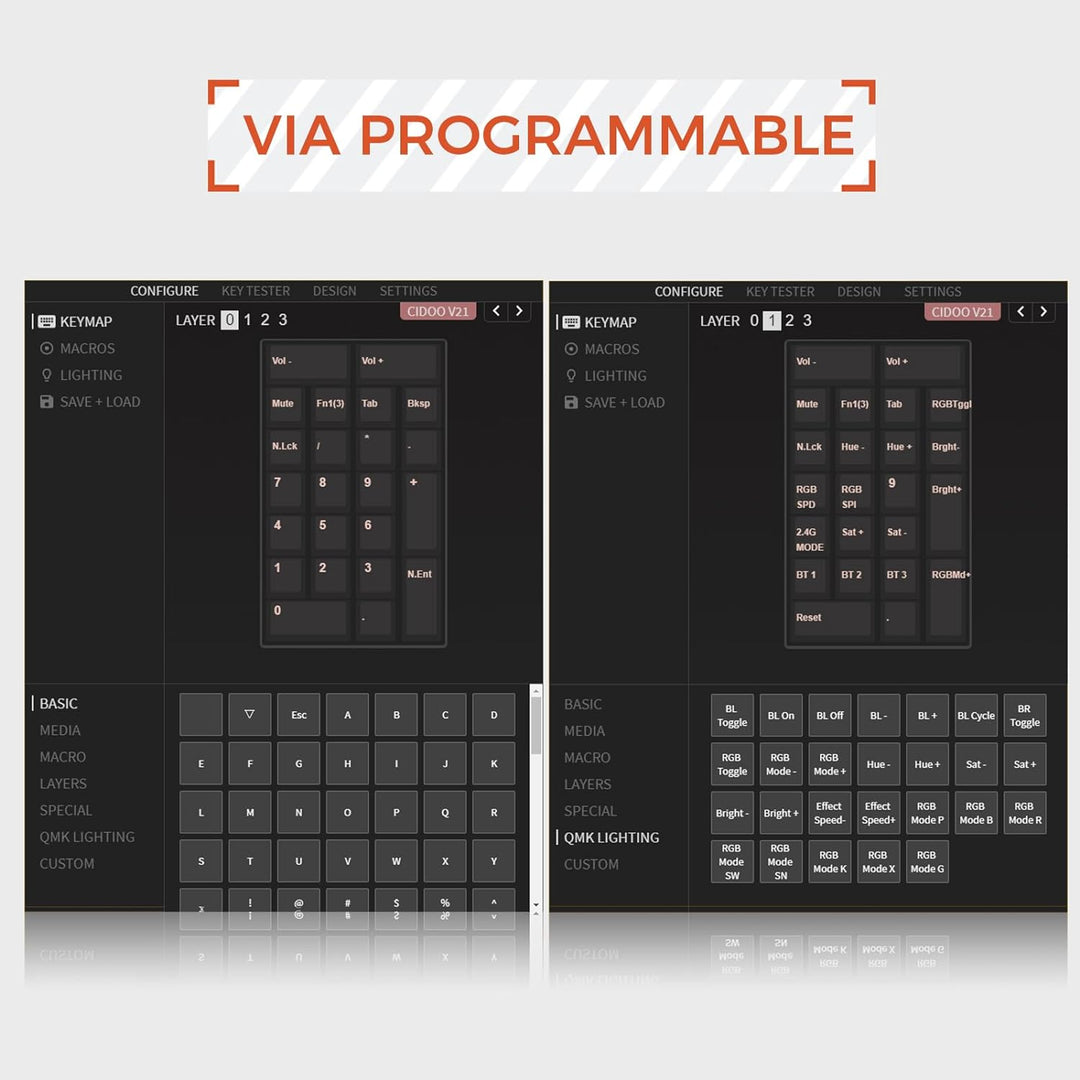 EPOMAKER CIDOO V21 VIA Programmable Gasket Number Pad, Bluetooth 5.0/2.4ghz/Wired Hot Swappable Numpad, with Aluminum Alloy Rotary Knob, 1000mAh Battery, Poron Foam for E - Sport Mac/Win - Just Closeouts Canada Inc.