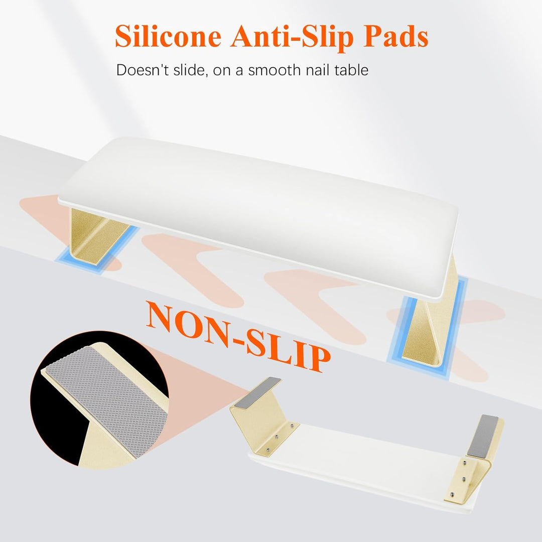 Erasable Arm Rest for Nails Tech, Luxury Nail Arm Rest Manicure Hand Rest Stand with Non - Slip Aluminum Alloy Legs, Cleanable Technology Leather, Nail Gel Polish Can Be Wiped Off, HR602 - Just Closeouts Canada Inc.