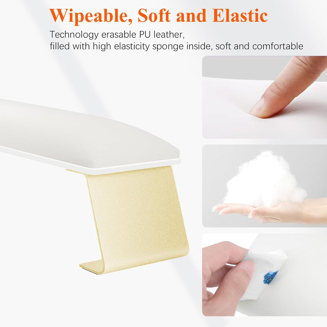 Erasable Arm Rest for Nails Tech, Luxury Nail Arm Rest Manicure Hand Rest Stand with Non - Slip Aluminum Alloy Legs, Cleanable Technology Leather, Nail Gel Polish Can Be Wiped Off, HR602 - Just Closeouts Canada Inc.