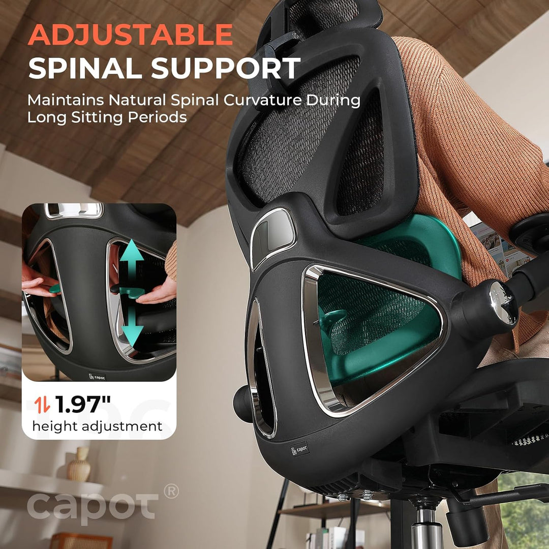 Ergonomic Mesh Office Chair, Adjustable Lumbar High Back Desk Chair 400lbs, 4D Flip - up Arms, 3 - Level Tilt Backrest, 3D Headrest, PU Wheels, Swivel Rolling - Just Closeouts Canada Inc.