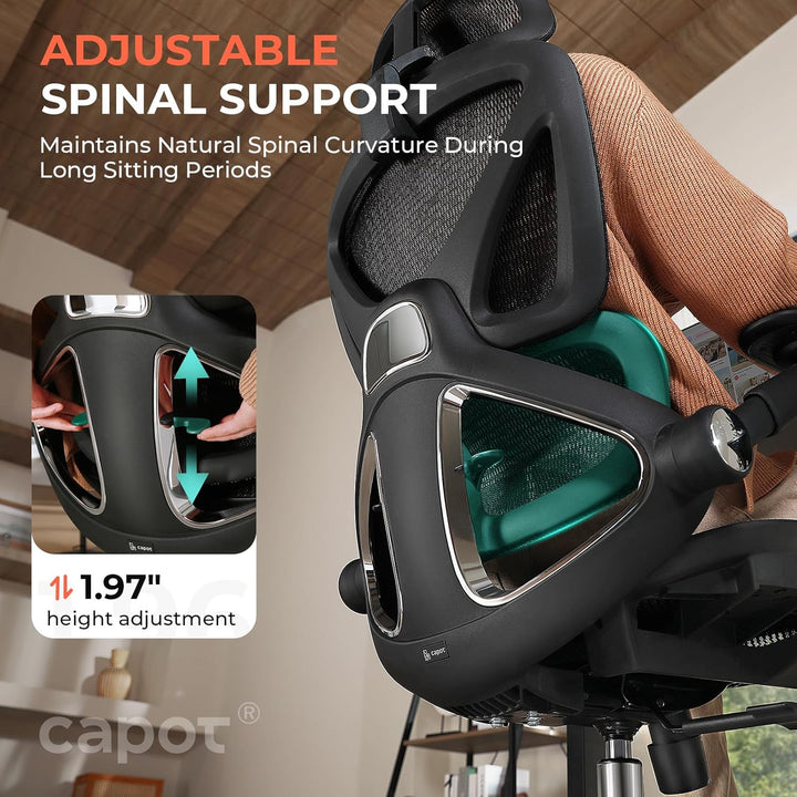 Ergonomic Mesh Office Chair, Adjustable Lumbar High Back Desk Chair 400lbs, 4D Flip - up Arms, 3 - Level Tilt Backrest, 3D Headrest, PU Wheels, Swivel Rolling - Just Closeouts Canada Inc.