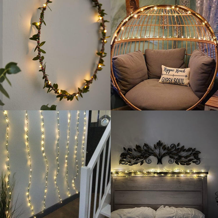EShing Fairy Lights with Vines, USB Powered 33ft 100LED String Lights with 33ft Artificial Green Leaf Garland for Wall DIY Craft Party Wedding Home Decor (Warm) - Just Closeouts Canada Inc.