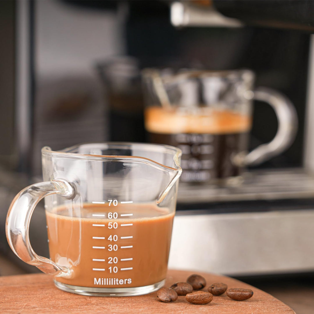 Espresso Shot Glass 2 Pack 3OZ Triple Spout Barista Shot Pitcher Double Spouts Convenient Pouring Handle by BCnmviku (2) - Just Closeouts Canada Inc.