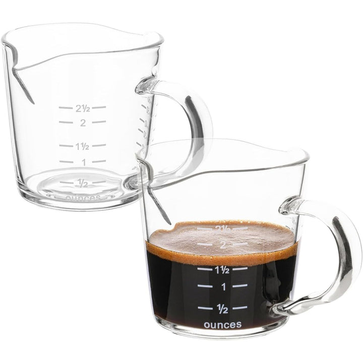 Espresso Shot Glass 2 Pack 3OZ Triple Spout Barista Shot Pitcher Double Spouts Convenient Pouring Handle by BCnmviku (2) - Just Closeouts Canada Inc.