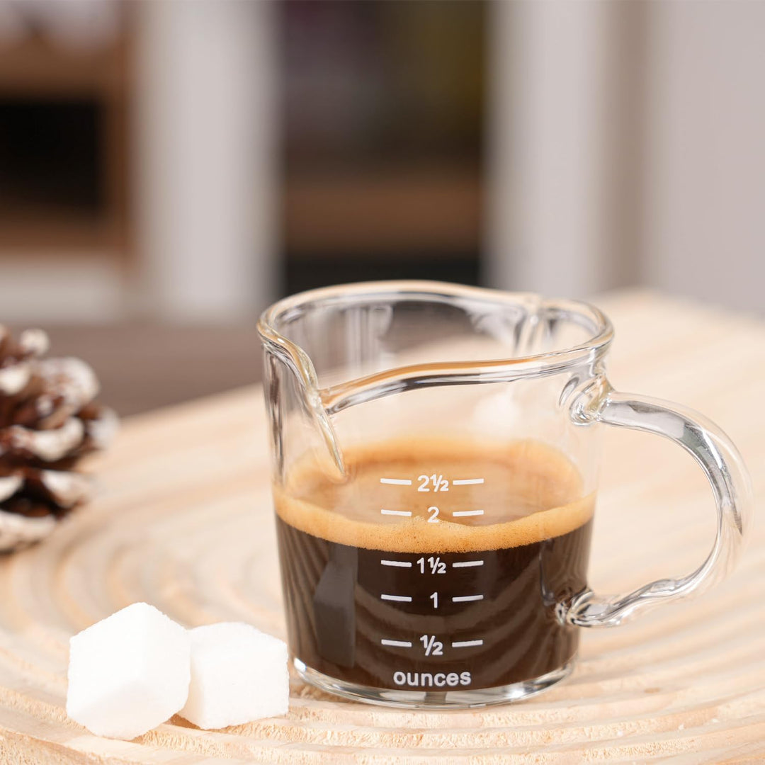 Espresso Shot Glass 2 Pack 3OZ Triple Spout Barista Shot Pitcher Double Spouts Convenient Pouring Handle by BCnmviku (2) - Just Closeouts Canada Inc.