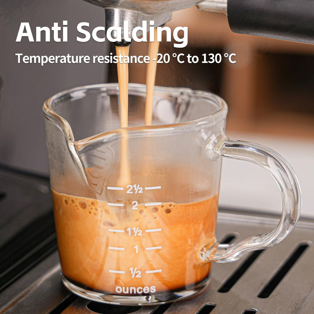 Espresso Shot Glass 2 Pack 3OZ Triple Spout Barista Shot Pitcher Double Spouts Convenient Pouring Handle by BCnmviku (2) - Just Closeouts Canada Inc.