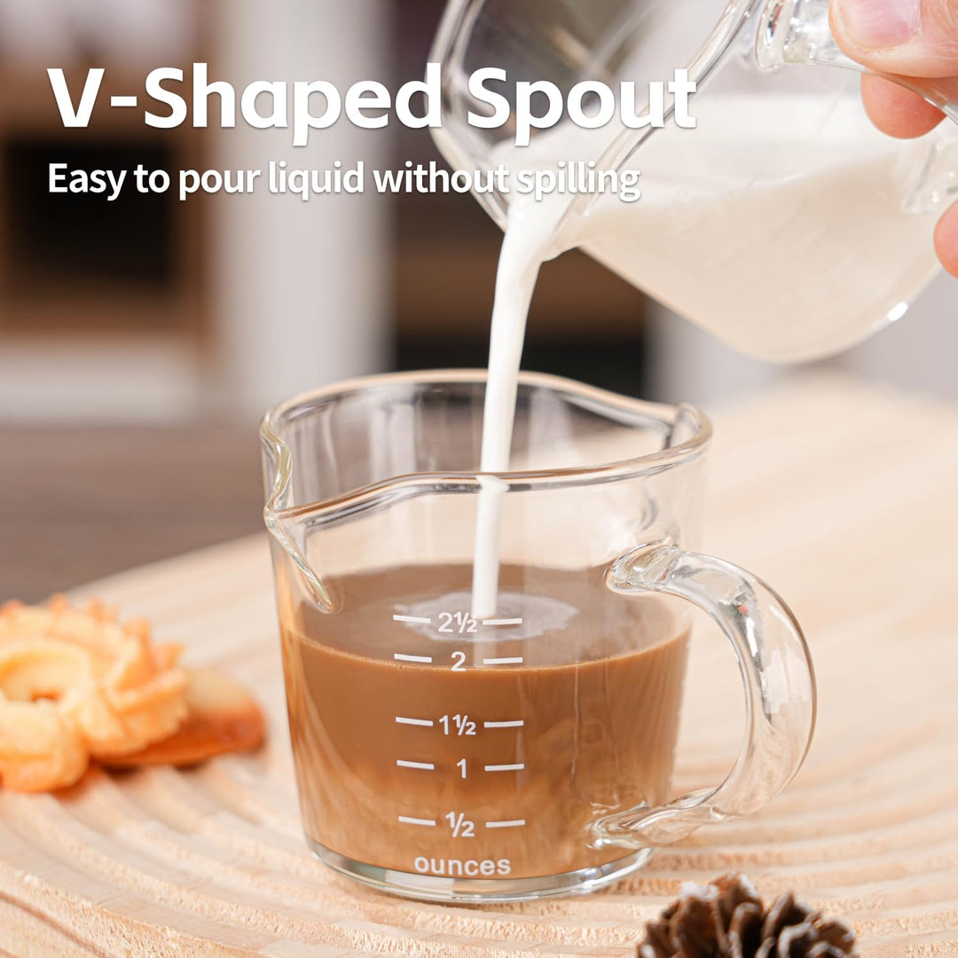 Espresso Shot Glass 2 Pack 3OZ Triple Spout Barista Shot Pitcher Double Spouts Convenient Pouring Handle by BCnmviku (2) - Just Closeouts Canada Inc.