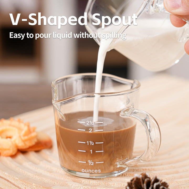 Espresso Shot Glass 2 Pack 3OZ Triple Spout Barista Shot Pitcher Double Spouts Convenient Pouring Handle by BCnmviku (2) - Just Closeouts Canada Inc.