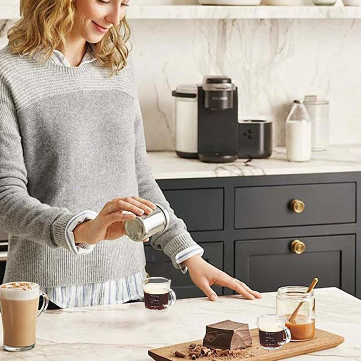 Espresso Shot Glass 2 Pack 3OZ Triple Spout Barista Shot Pitcher Double Spouts Convenient Pouring Handle by BCnmviku (2) - Just Closeouts Canada Inc.