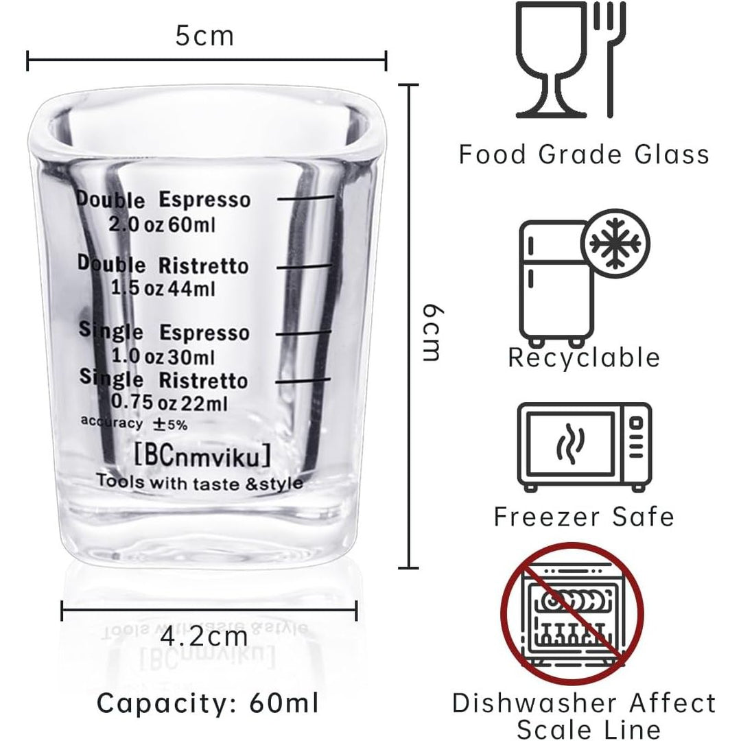 Espresso Shot Glasses Liquid Heavy Sturdy Glass Square Shot Glasses Measuring Cup Wine Glass 2 Pack 2oz/60ml by BCnmviku (2) - Just Closeouts Canada Inc.