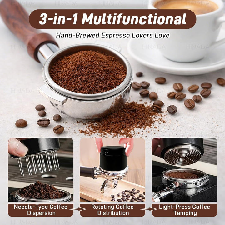 Espresso Tamper 53mm, 3-in-1 Coffee Distributor with WDT Tool, Adjustable Depth Coffee Tamper with Calibrated Spring, Professional Barista Espresso Accessories (53mm) - Just Closeouts Canada Inc.X004YRANTT