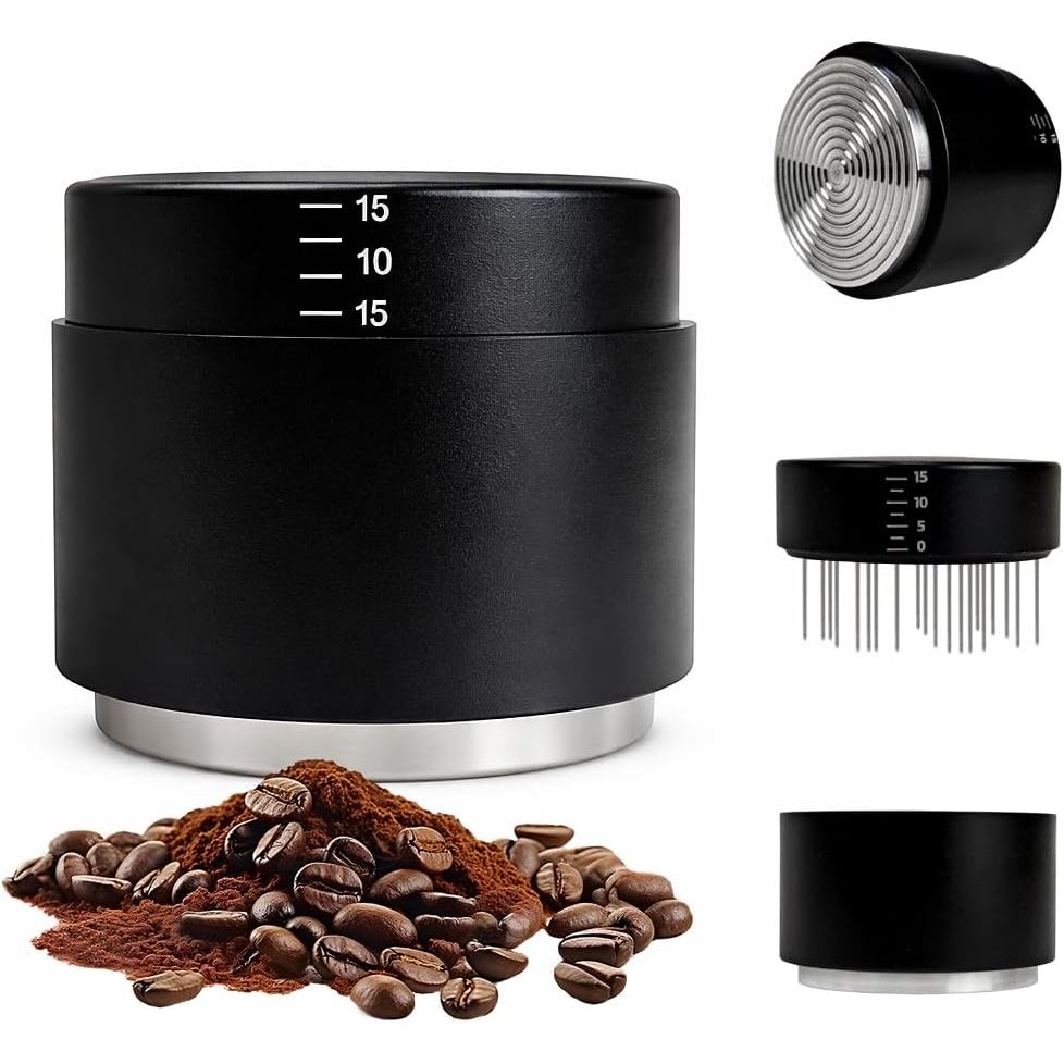 Espresso Tamper 53mm, 3-in-1 Coffee Distributor with WDT Tool, Adjustable Depth Coffee Tamper with Calibrated Spring, Professional Barista Espresso Accessories (53mm) - Just Closeouts Canada Inc.X004YRANTT