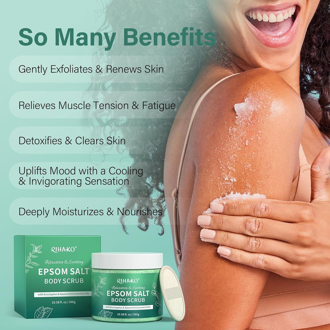 Eucalyptus Spearmint Epsom Salt Body Scrub Ð Exfoliating & Refreshing Body Exfoliator for Smooth Skin, Stress Relief & Relaxation Ð Deep Cleansing Spa Scrub with Essential OilsÐ Valentine 's Day Gift - Just Closeouts Canada Inc.X004RF7TIV