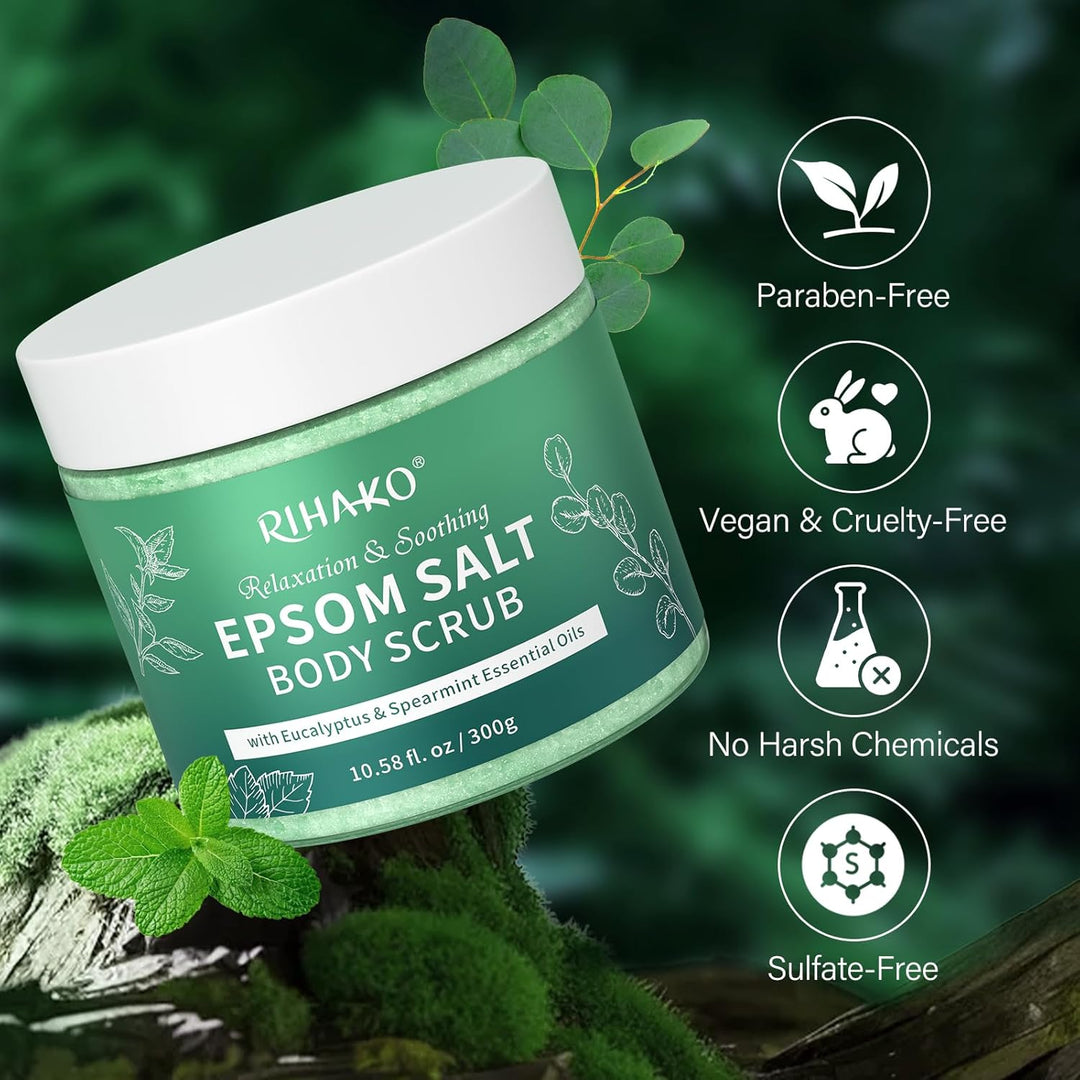 Eucalyptus Spearmint Epsom Salt Body Scrub Ð Exfoliating & Refreshing Body Exfoliator for Smooth Skin, Stress Relief & Relaxation Ð Deep Cleansing Spa Scrub with Essential OilsÐ Valentine 's Day Gift - Just Closeouts Canada Inc.X004RF7TIV