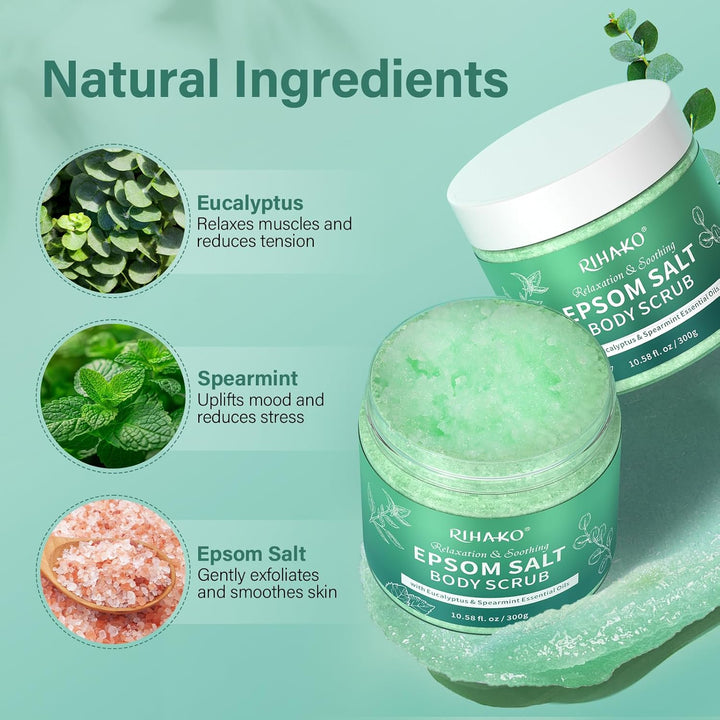 Eucalyptus Spearmint Epsom Salt Body Scrub Ð Exfoliating & Refreshing Body Exfoliator for Smooth Skin, Stress Relief & Relaxation Ð Deep Cleansing Spa Scrub with Essential OilsÐ Valentine 's Day Gift - Just Closeouts Canada Inc.X004RF7TIV