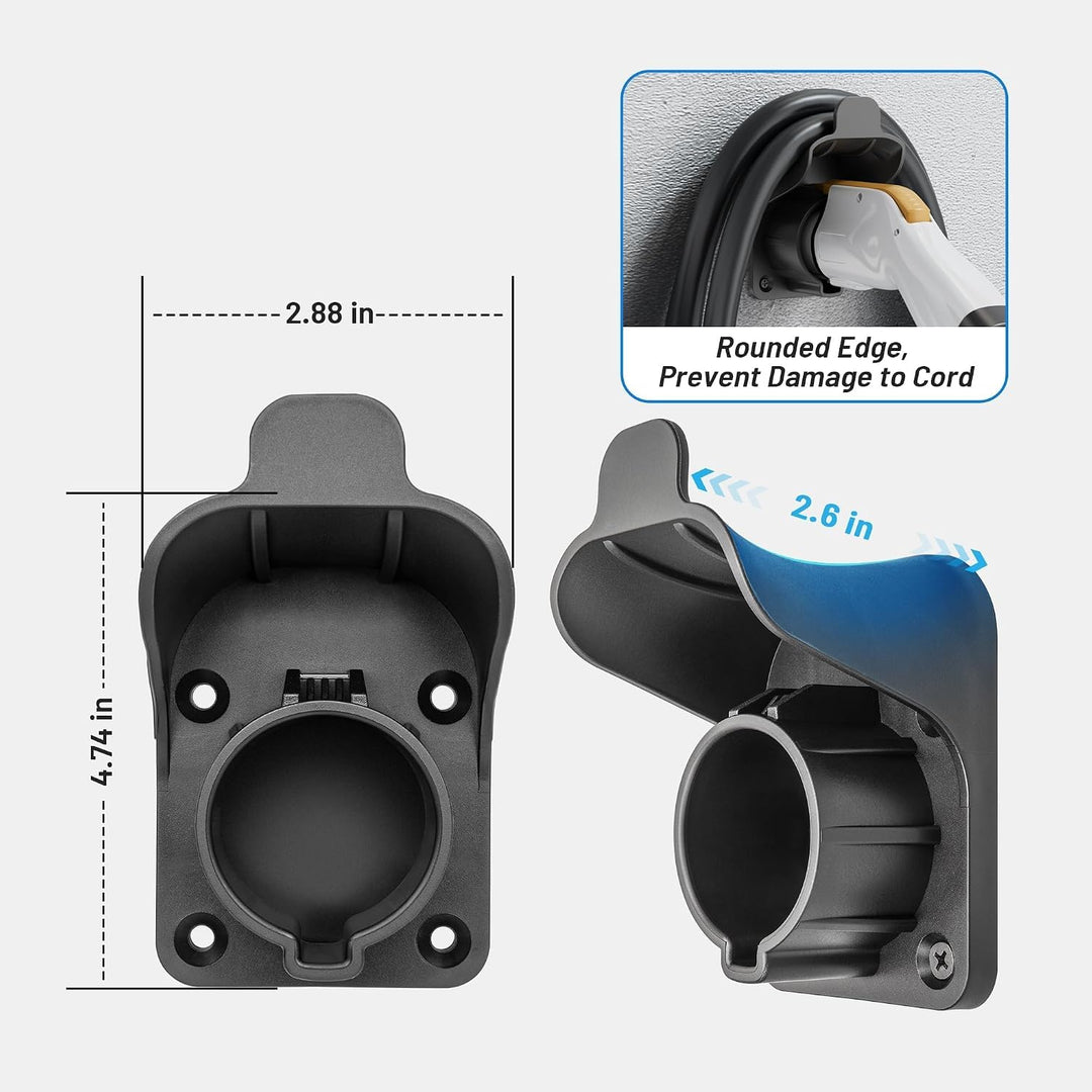 EV Charger Holder Waterproof for SAE J1772, Wall Mount Nozzle Holster Dock for Indoor Outdoor, Electric Vehicle EVSE PHEV Charging Plug Cable Hanger Cord Organizer, PC Heat Resistance -22~122? - Just Closeouts Canada Inc.