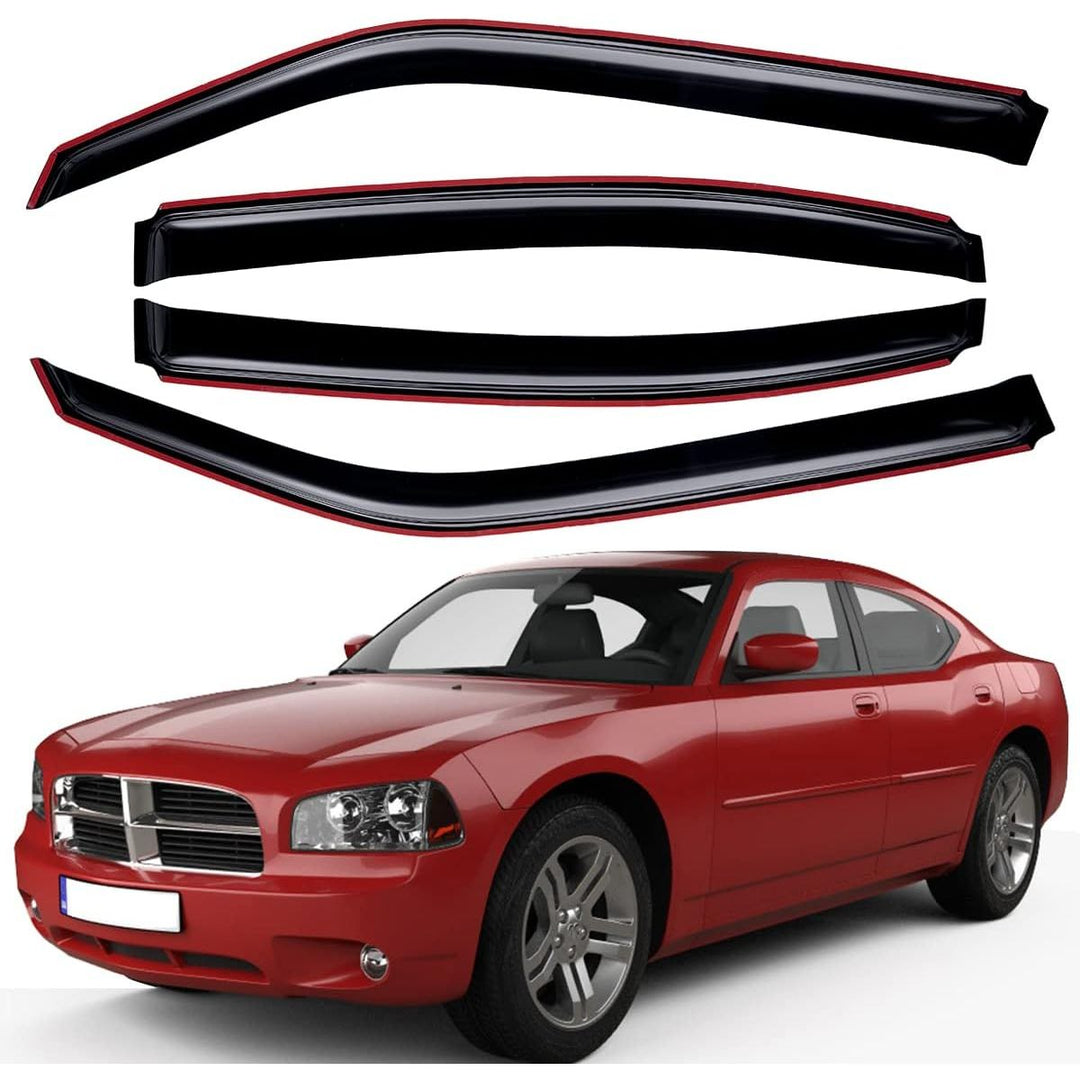 Extra Durable Clip - on in - Channel Auto Vent Window Visor, Fits 2006 - 2010 Dodge Charger, UV Protection Rain Guard, Original Wind Deflector, No - Drill Easy Install, Dark Smoke, 4 - Pcs - Just Closeouts Canada Inc.X002LEZ7Q1