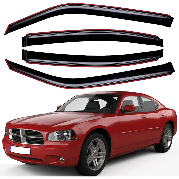 Extra Durable Clip - on in - Channel Auto Vent Window Visor, Fits 2006 - 2010 Dodge Charger, UV Protection Rain Guard, Original Wind Deflector, No - Drill Easy Install, Dark Smoke, 4 - Pcs - Just Closeouts Canada Inc.X002LEZ7Q1