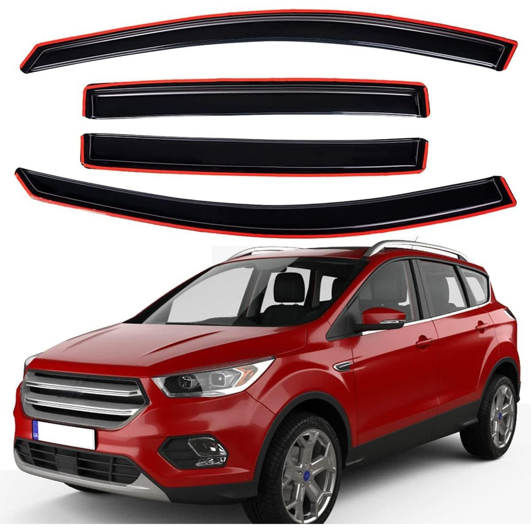Extra Durable Clip - on in - Channel Auto Vent Window Visor, Fits 2013 - 2019 Ford Escape, UV Protection Rain Guard, Original Wind Deflector, No - Drill Easy Install, Dark Smoke, 4 - Pcs - Just Closeouts Canada Inc.X002MTWFG5