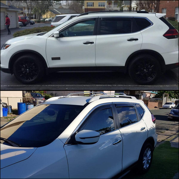 Extra Durable Clip - on in - Channel Auto Vent Window Visor, Fits 2014 - 2020 Nissan Rogue (EXCLUDES Rogue Sport), UV Protection Rain Guard, Original Wind Deflector, No - Drill, Dark Smoke, 4 - Pcs - Just Closeouts Canada Inc.X002NHGDEL