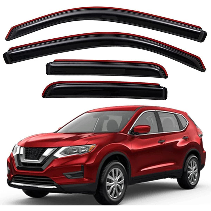Extra Durable Clip - on in - Channel Auto Vent Window Visor, Fits 2014 - 2020 Nissan Rogue (EXCLUDES Rogue Sport), UV Protection Rain Guard, Original Wind Deflector, No - Drill, Dark Smoke, 4 - Pcs - Just Closeouts Canada Inc.X002NHGDEL