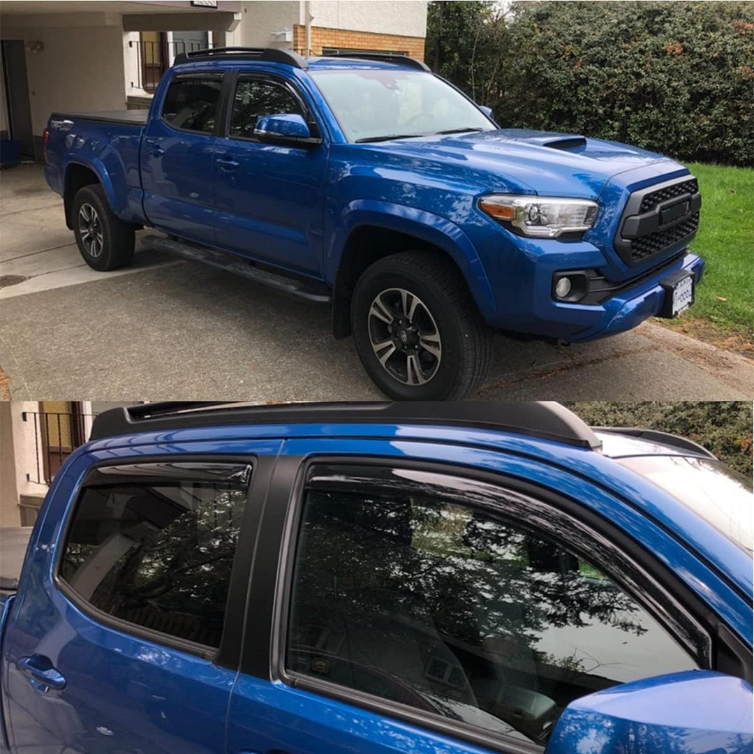 Extra Durable Clip - on in - Channel Auto Vent Window Visor, Fits 2016 - 2023 Toyota Tacoma Double Cab, UV Protection Rain Guard, Original Wind Deflector, No - Drill Install, Dark Smoke, 4 - Pcs - Just Closeouts Canada Inc.X002JEREUF