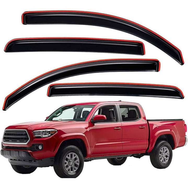 Extra Durable Clip - on in - Channel Auto Vent Window Visor, Fits 2016 - 2023 Toyota Tacoma Double Cab, UV Protection Rain Guard, Original Wind Deflector, No - Drill Install, Dark Smoke, 4 - Pcs - Just Closeouts Canada Inc.X002JEREUF
