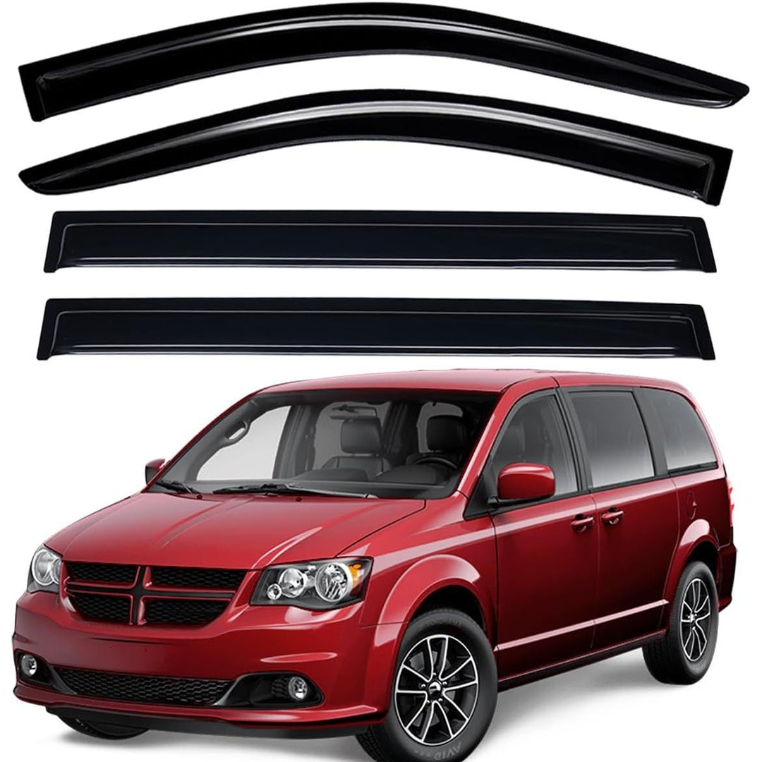 Extra Durable Outside - Mount Auto Vent Window Visor, Fits 2008 - 2020 Dodge Grand Caravan, 2008 - 2016 Chrysler Town & Country, UV Protection Rain Guard, Original Wind Deflector, Smoke, 4 - Pcs - Just Closeouts Canada Inc.X00262TLDX