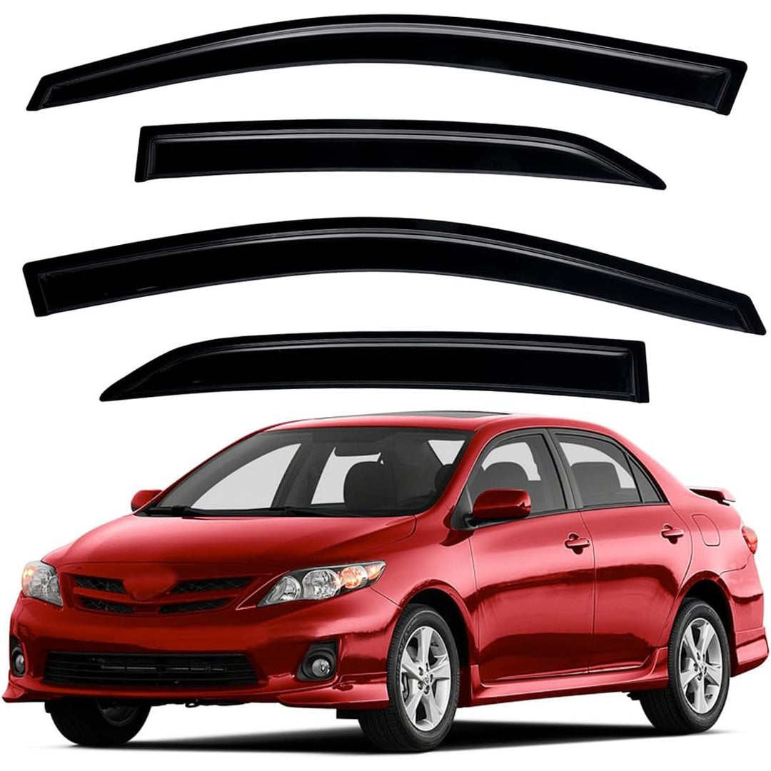 Extra Durable Outside - Mount Auto Vent Window Visor, Fits 2009 - 2013 Toyota Corolla Sedan, UV Protection Rain Guard, Original Wind Deflector, No - Drill Easy Install, Dark Smoke, 4 - Pcs - Just Closeouts Canada Inc.X001XGEDJ5