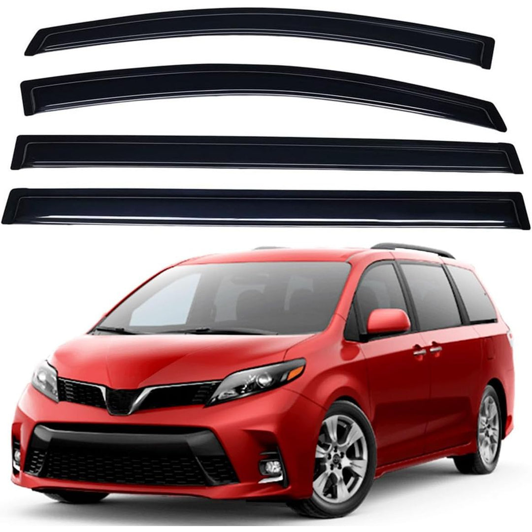 Extra Durable Outside - Mount Auto Vent Window Visor, Fits 2011 - 2020 Toyota Sienna, UV Protection Rain Guard, Original Wind Deflector, No - Drill Easy Install, Dark Smoke, 4 - Pcs - Just Closeouts Canada Inc.X0026V67XB