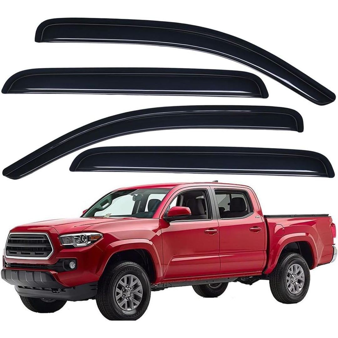 Extra Durable Outside - Mount Auto Vent Window Visor, Fits 2016 - 2023 Toyota Tacoma, Double Cab, UV Protection Rain Guard, Original Wind Deflector, No - Drill Easy Install, Dark Smoke, 4 - Pcs - Just Closeouts Canada Inc.X002207735