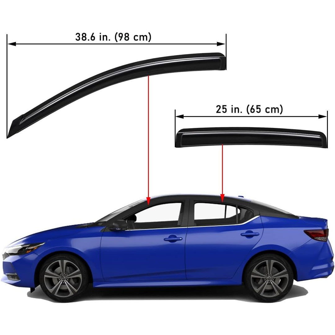 Extra Durable Outside - Mount Auto Vent Window Visor, Fits 2020 - 2025 Nissan Sentra, UV Protection Rain Guard, Original Wind Deflector, No - Drill Easy Install, Dark Smoke, 4 - Pcs - Just Closeouts Canada Inc.X003Q8NG7N