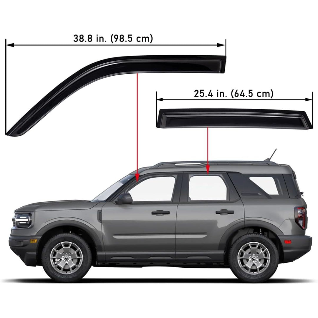 Extra Durable Outside - Mount Auto Vent Window Visor, Fits 2021 - 2025 Ford Bronco Sport, UV Protection Rain Guard, Original Wind Deflector, No - Drill Easy Install, Dark Smoke, 4 - Pcs - Just Closeouts Canada Inc.X003AVYY3L