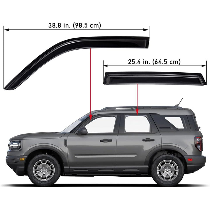 Extra Durable Outside - Mount Auto Vent Window Visor, Fits 2021 - 2025 Ford Bronco Sport, UV Protection Rain Guard, Original Wind Deflector, No - Drill Easy Install, Dark Smoke, 4 - Pcs - Just Closeouts Canada Inc.X003AVYY3L