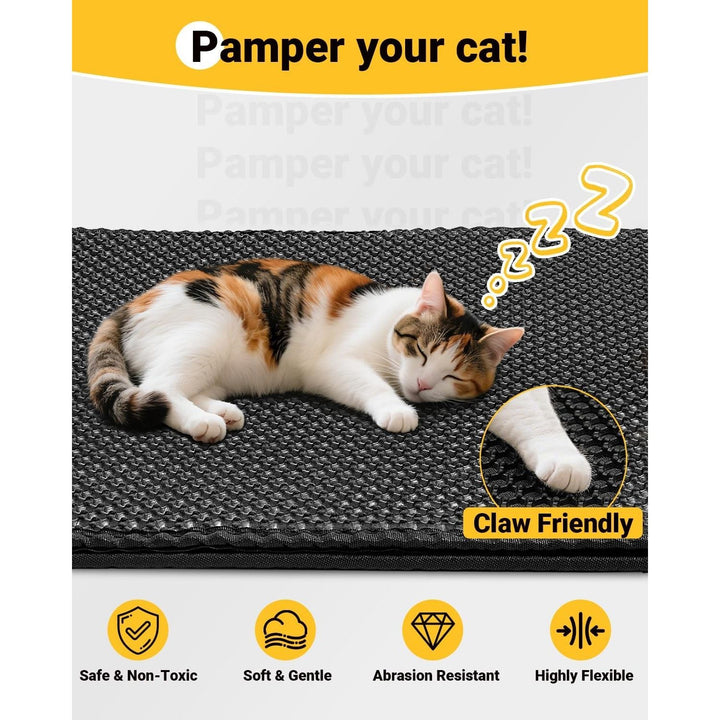 Extra Large Cat Litter Mat 90 X 60 cm Kitty Litter Trapping Mat for Litter Box - Honeycomb Black Hole Design - Waterproof, Urine Proof Trapper - Scatter Control, Easy Clean Rug for Litter Tray, White - Just Closeouts Canada Inc.B0C872TG7M