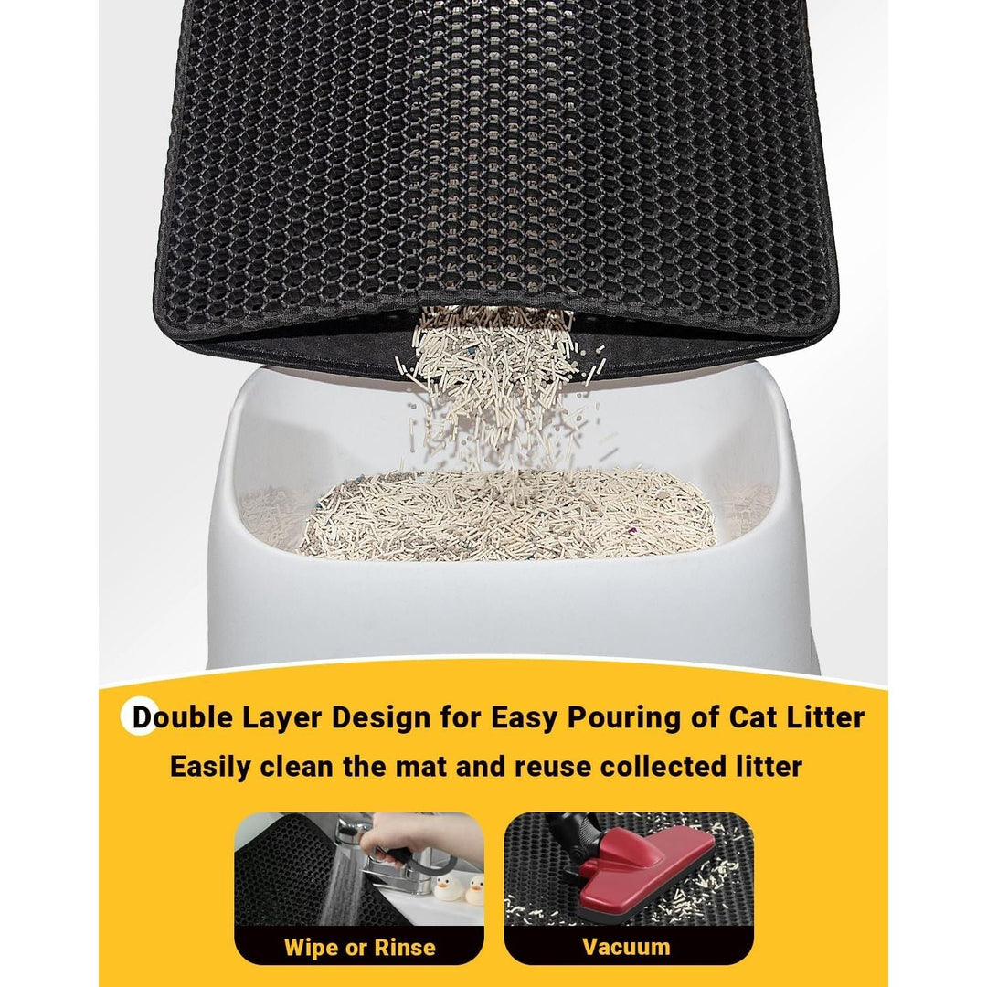 Extra Large Cat Litter Mat 90 X 60 cm Kitty Litter Trapping Mat for Litter Box - Honeycomb Black Hole Design - Waterproof, Urine Proof Trapper - Scatter Control, Easy Clean Rug for Litter Tray, White - Just Closeouts Canada Inc.B0C872TG7M